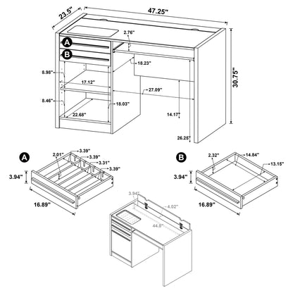 Halston 47-inch 2-drawer Office Desk with Cabinet Cappuccino