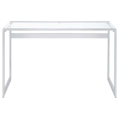 Hartford 47-inch Glass Top Writing Desk Chrome