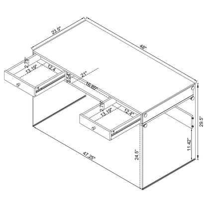 Dobrev 48-inch 2-drawer Writing Desk Weathered Grey