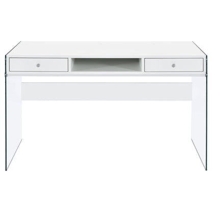 Dobrev 48-inch 2-drawer Writing Desk White High Gloss