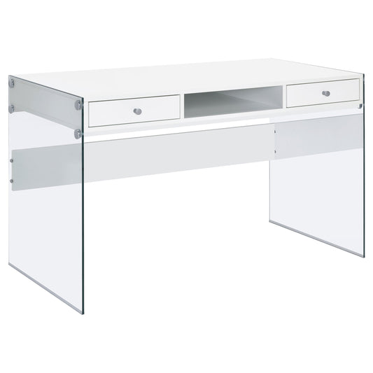 Dobrev 48-inch 2-drawer Writing Desk White High Gloss