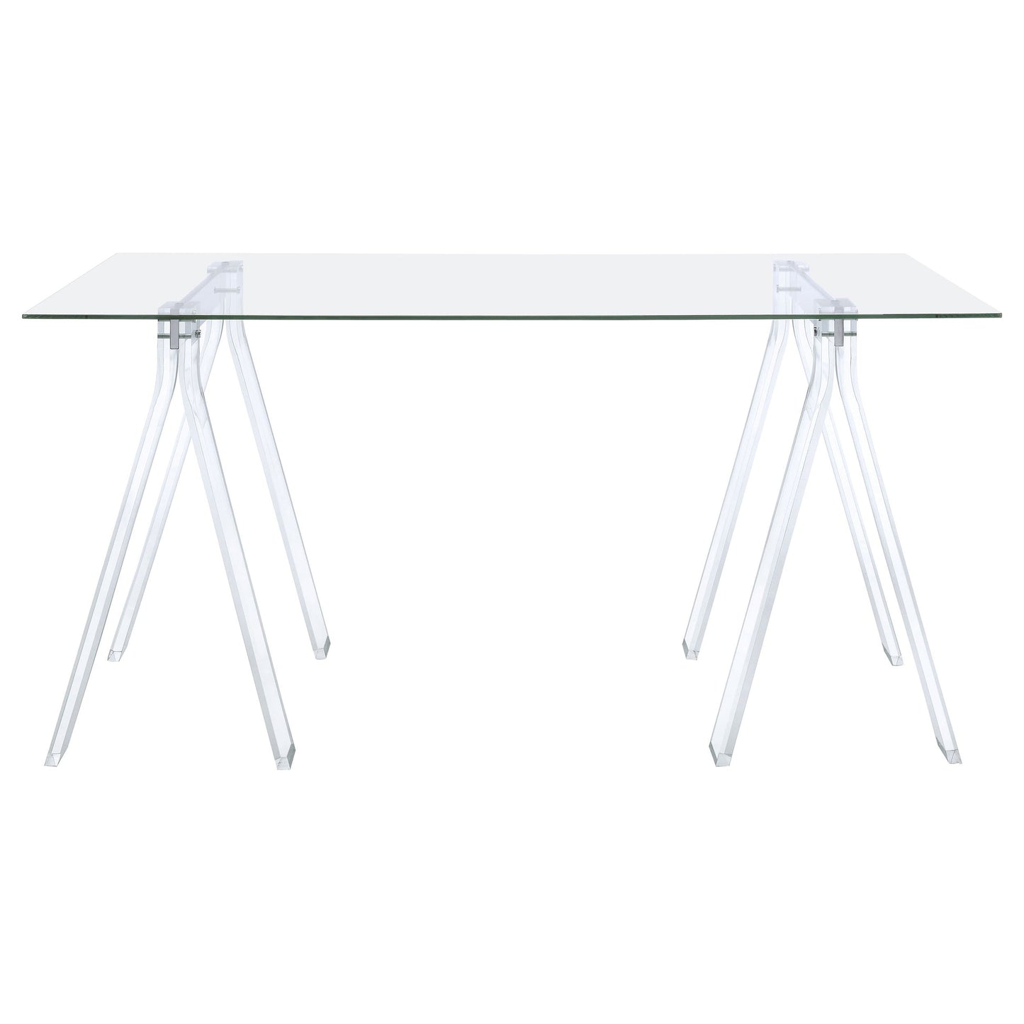 Amaturo 59-inch Glass Top Acrylic Writing Desk Clear