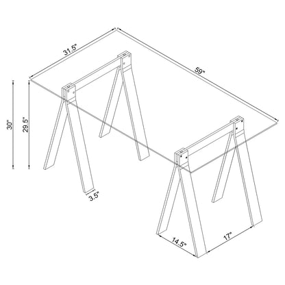 Amaturo 59-inch Glass Top Acrylic Writing Desk Clear