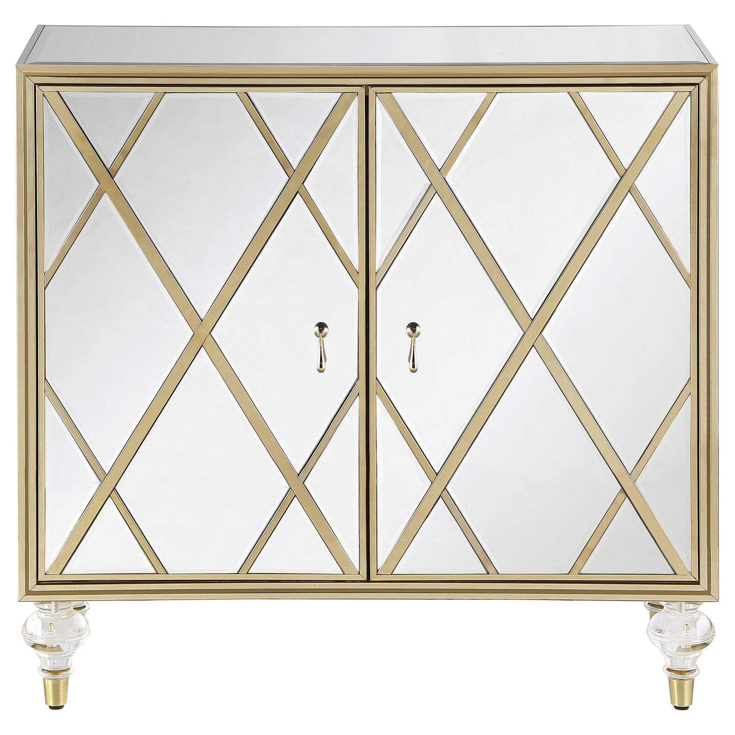 Astilbe 2-door Mirrored Accent Cabinet Silver and Champagne