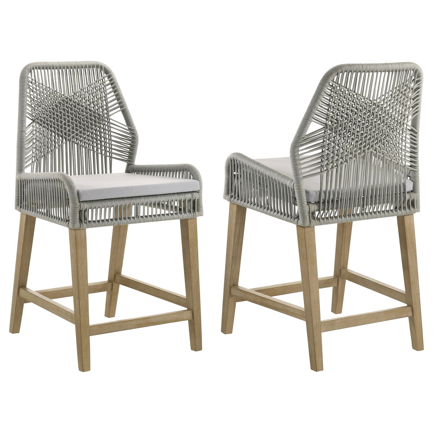 Nakia Woven Rope Counter Chair with Cushion Grey (Set of 2)