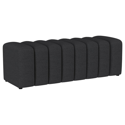 Summer Fabric Upholstered Tufted Accent Bench Charcoal